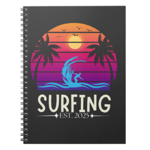 Surfen Est. 2025 Retro Vacay Mode Surf Notitieboek