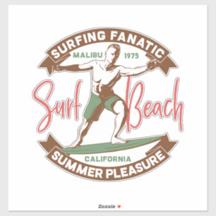 Surfen fanatiek strand sticker