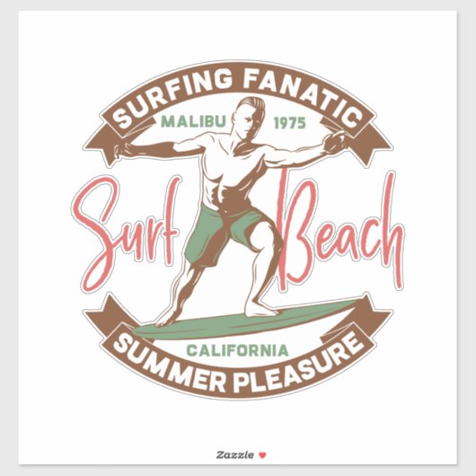 Surfen fanatiek strand sticker (Vel)