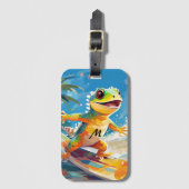 Surfen gekko rijden de golven bagagelabel (Voorkant (verticaal))