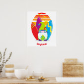 Surfen Gnome Kleurrijke Zomer Poster (Keuken)