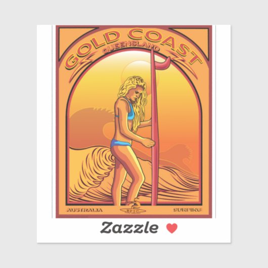 SURFEN GOLD COAST QUEENSLAND AUSTRALIË STICKER (Vel)