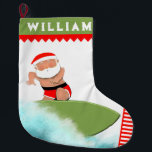 Surfen Grote Kerstsok<br><div class="desc">Cool surfer Kerstkous vakantie keepsake cadeau. Om aan te passen bewerk tekst om een naam toe te voegen.</div>