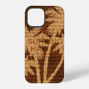 Surfen Hawaï Palmboom Nep Hout Tropisch iPhone 12 Pro Hoesje