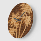 Surfen Hawaii Palm Trees Faux Wood Clock Grote Klok (Hoek)
