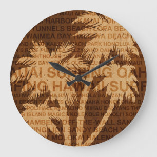 Surfen Hawaii Palm Trees Faux Wood Clock Grote Klok