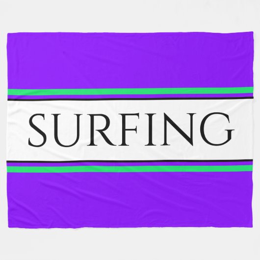 SURFen Helder Paarse Limoen Wit Racing Stripes Fleece Deken (Voorkant (Horizontaal))