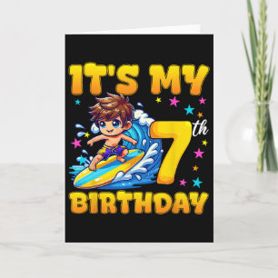 Surfen Het is mijn 7e verjaardag Jongen 7 jaar oud Kaart