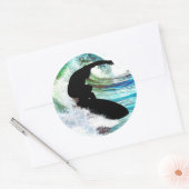 Surfen in Curling Wave Ronde Sticker (Envelop)