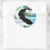 Surfen in Curling Wave Ronde Sticker (Tas)