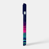 Surfen in de Neon Zonsondergang iPhone 15 Case (Linkerkant)