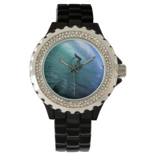 Surfen in een groene golf horloge