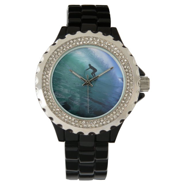 Surfen in een groene golf horloge (Voorkant)