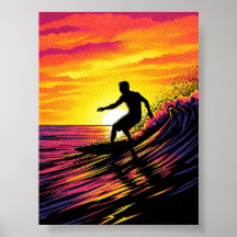 Surfen in een Sunset pop-art