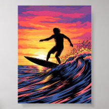 Surfen in een Sunset pop-art
