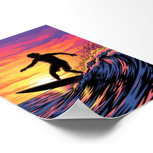 Surfen in een Sunset pop-art Poster (Hoek)