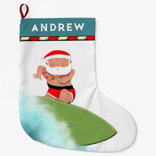 Surfen in Hawaï Grote Kerstsok (Voorkant)
