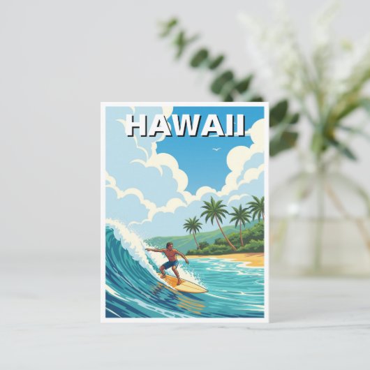 Surfen in Hawaii Briefkaart (Staand voorkant)