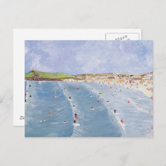 Surfen in Porthmeor Briefkaart (Voorkant / Achterkant)