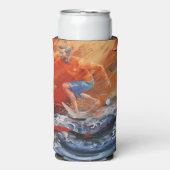 Surfen in Sinaasappel en blauw Abstract Seltzer Blikjeskoeler (Seltzer Voorkant)