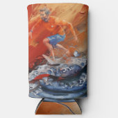 Surfen in Sinaasappel en blauw Abstract Seltzer Blikjeskoeler (Voorkant)