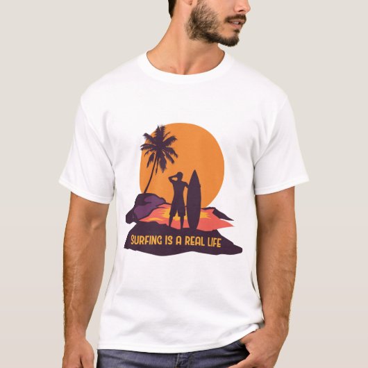 Surfen is een echt leven t-shirt (Voorkant)