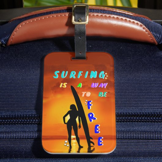 Surfen is een manier om vrij te zijn bagagelabel (Voorkant Insitu 2)