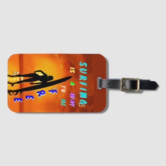 Surfen is een manier om vrij te zijn bagagelabel (Voorkant (horizontaal))