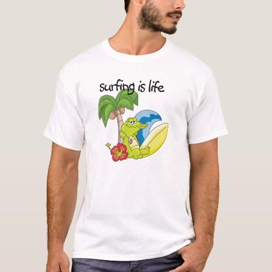 Surfen is leven t-shirt (Voorkant)