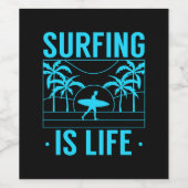 Surfen is leven wijn etiket (Enkel label)