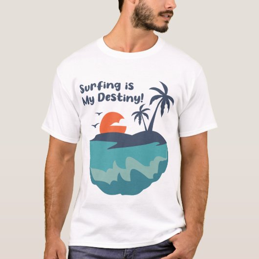 Surfen is mijn bestemming t-shirt (Voorkant)