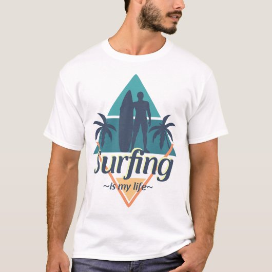 Surfen is mijn leven t-shirt (Voorkant)