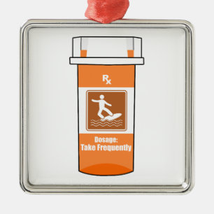 Surfen is mijn medicijn metalen ornament