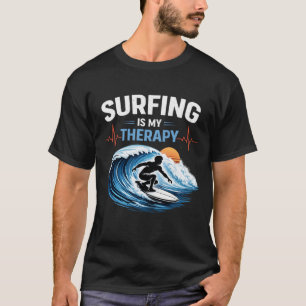 Surfen is mijn therapie Oceaan Surfer Hartslag T-shirt