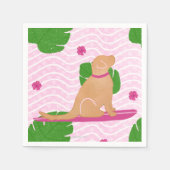 Surfen Island Gele Hond Papier Servet (Voorkant)