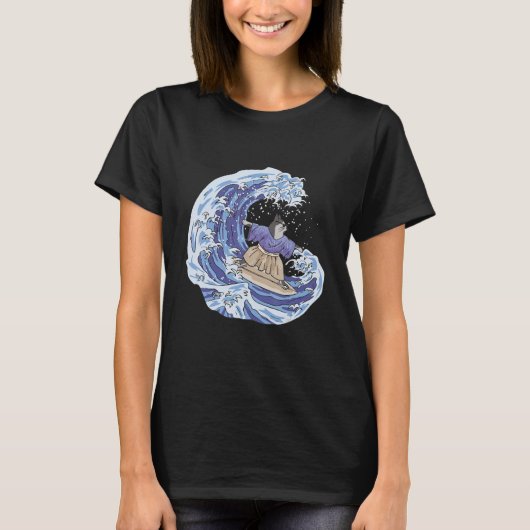 Surfen Japan Samurai Kat Vintage Surfplank T-shirt (Voorkant)