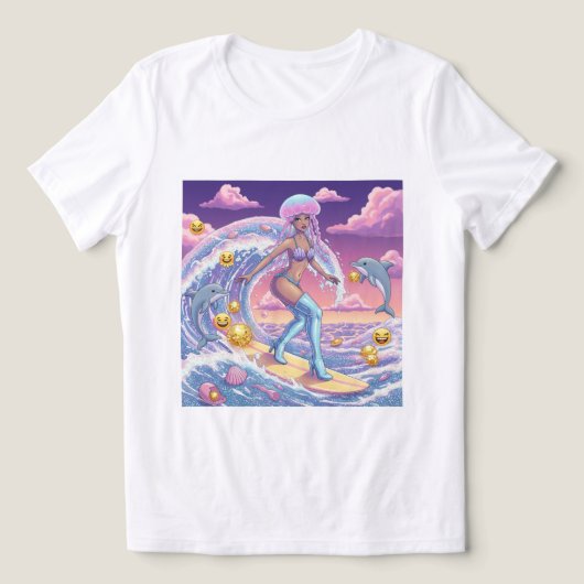Surfen Jellyfish Queen T-shirt 🌊🧜‍♀️ (Design voorkant)