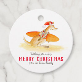 Surfen kangoeroe schattige waterverf kerst bedankjes labels