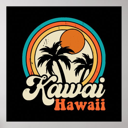 Surfen Kawaii Hawaii Poster (Voorkant)