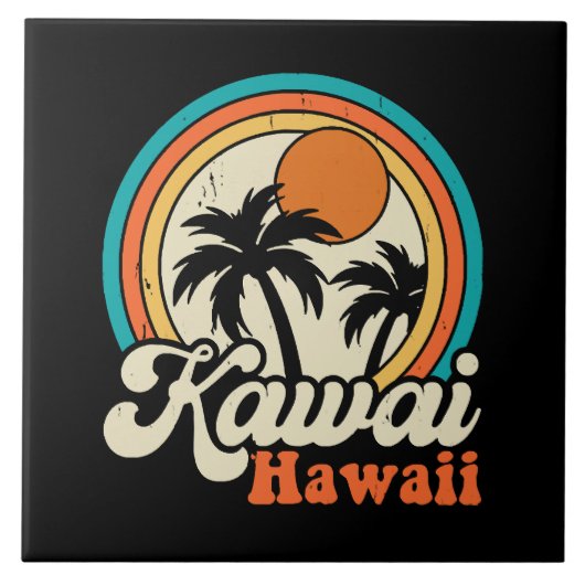 Surfen Kawaii Hawaii Tegeltje (Voorkant)