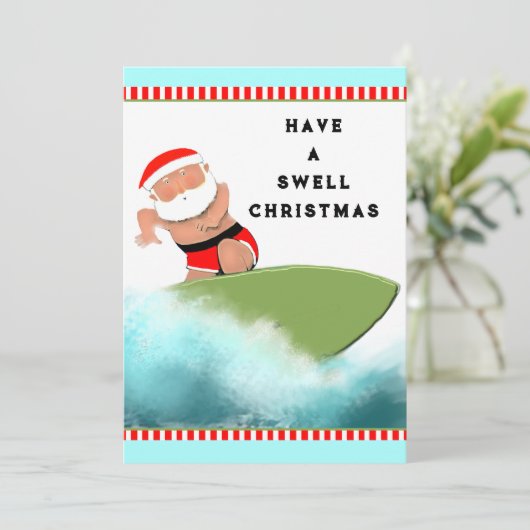 Surfen Kerstmis Feestdagenkaart (Staand voorkant)