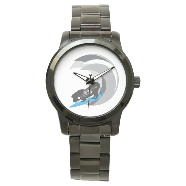 Surfen Leeuw Wit Horloge (Voorkant)
