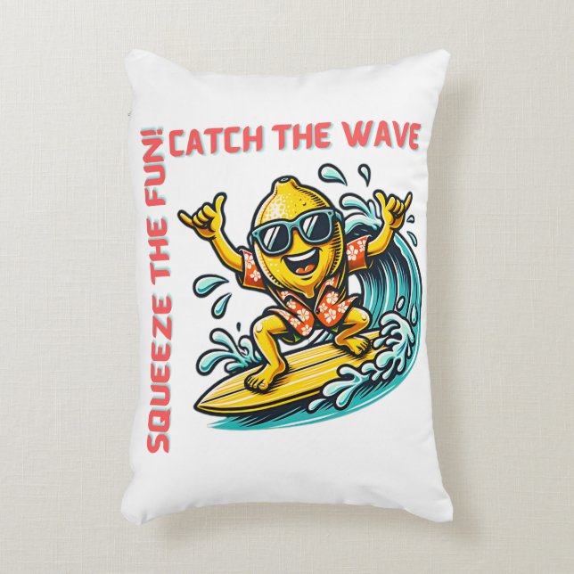 Surfen Lemon Wave Adventure Fun Accent Kussen (Voorkant(Verticaal))