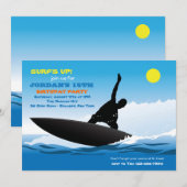 Surfen Leuk Verjaardagsfeestje Uitnodiging (Voorkant / Achterkant)
