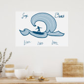 Surfen - Leven, Live Love Blue Surfing Paining Poster (Keuken)