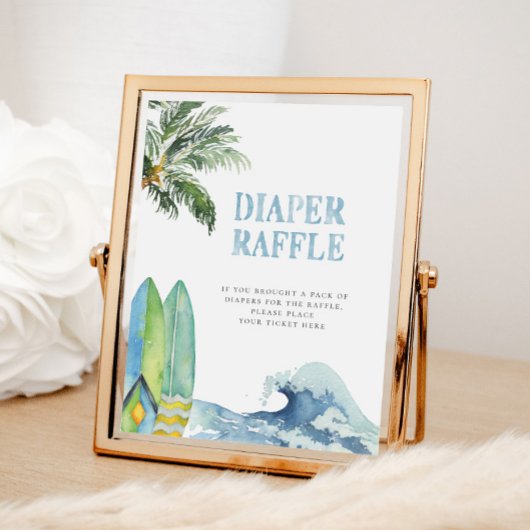 Surfen Luier Raffle teken Poster