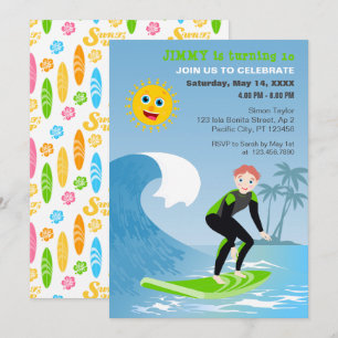 Surfen maar jongen Verjaardagsfeestje Kaart