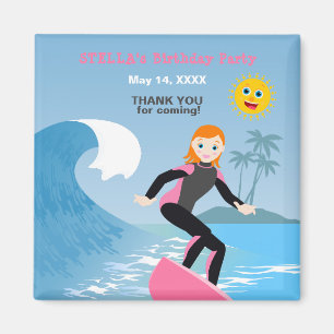 Surfen maar Meisjes Verjaardagsfeestje Magneet