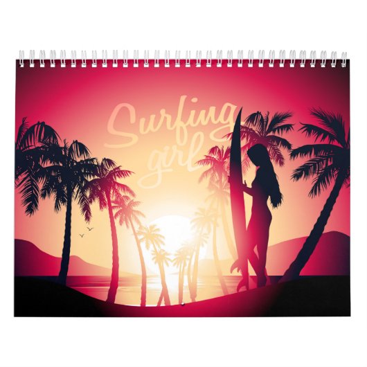 Surfen meisje in zonsopgang kalender (Hoes)