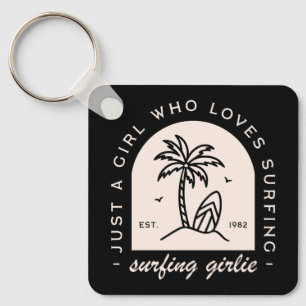Surfen meisje surf liefhebbers citeert zwart sleutelhanger